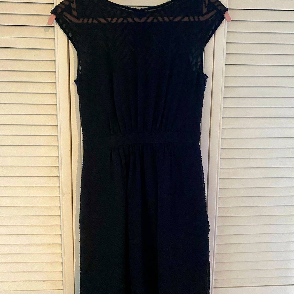J Crew black lace overlay dress.